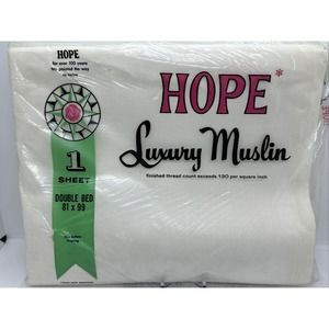 Vintage HOPE White Luxury Muslin Double Full Flat Sheet 100% Cotton NEW 81x99”